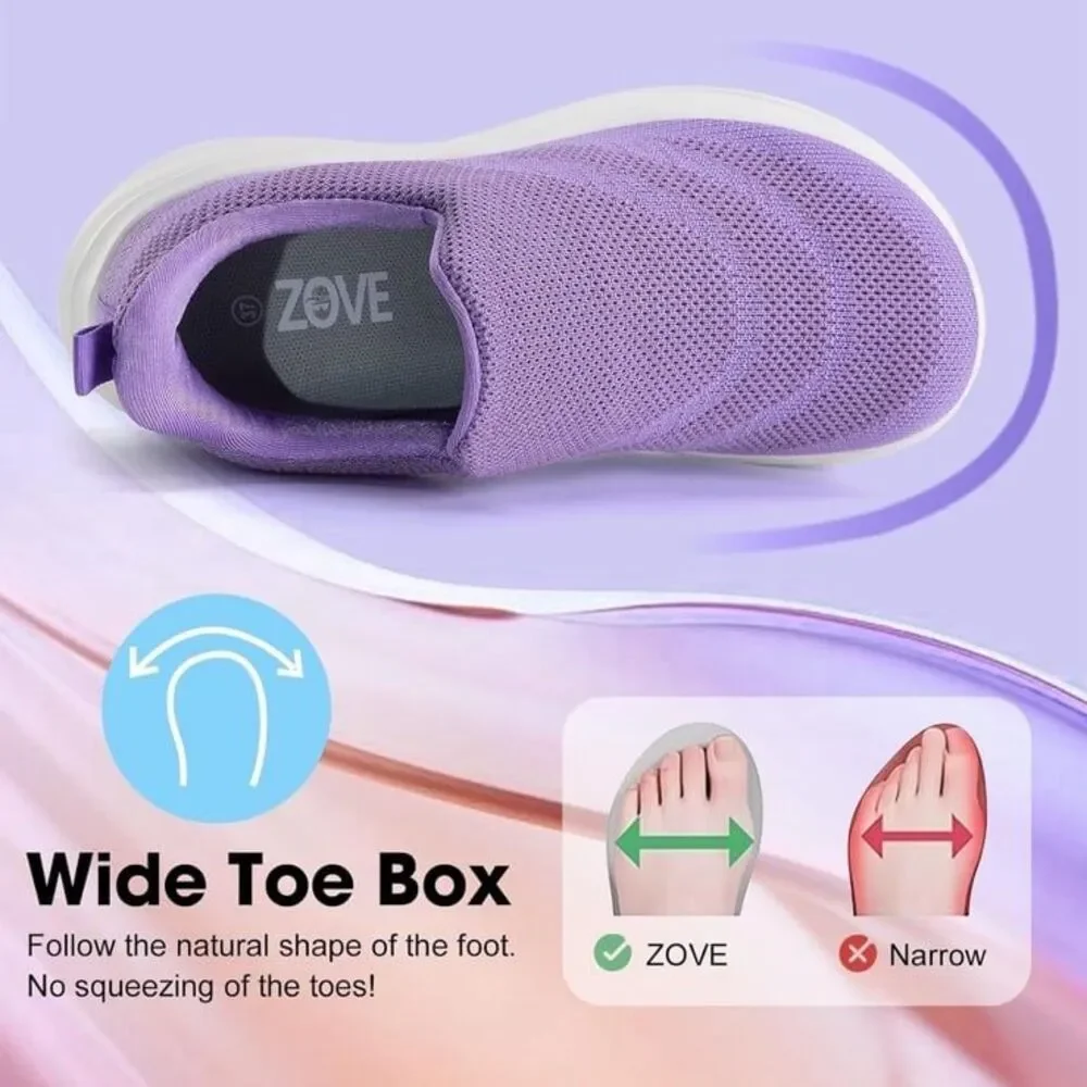 Zove Women Tennis Shoes Wide Toe Breathable Gym Workout Shoes Sz 8.5 NWT slip on
